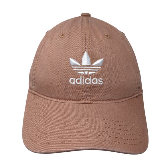 Adidas Slideback Baseball Cap Brown One Size Adjustable Embroidered Trefoil - Picture 1 of 9